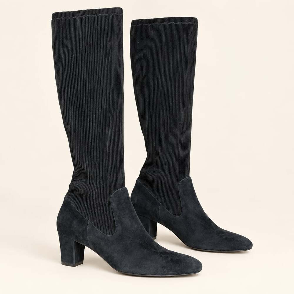 Vaneli Suede Stretch Knee High Boots Black 9.5M 90s Minimalist